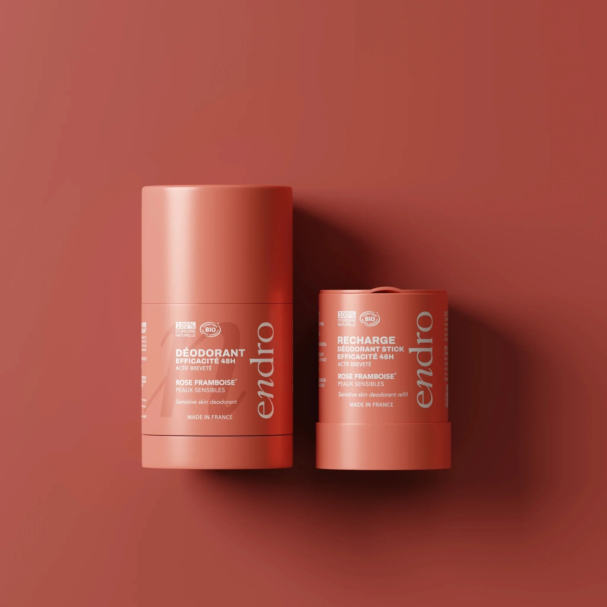 Duo déodorant stick & recharge 48H - Parfum rose-framboise
