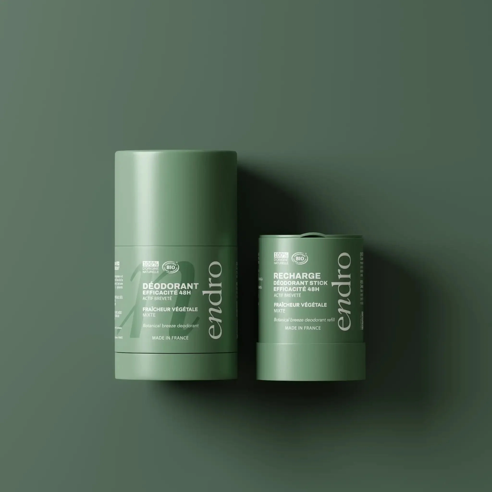 Duo déodorant stick & recharge mixte 48H - Parfum Fraîcheur Végétale